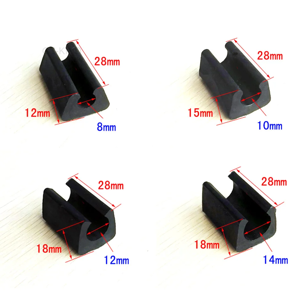 4 pcs 8/10/12/14mm Plastic Leg Chair Blocks Includes U Type Non-Slip Pipe Clamps Office Stool Foot Wrap Pad Floor Protectors