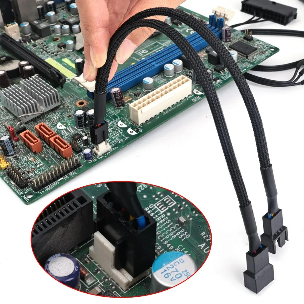 1 To 3 Pin / 4 Pin PMW PC Case Computer Cooler Cooling Control Fan Splitter Power Adapter Extension Cable 1-to-4 Extension Cable