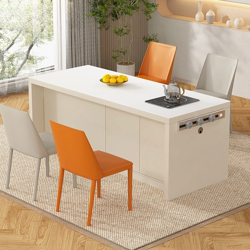 

Cream Wind Slate Island Table Sink Integrated Household Open Kitchen Island Bar Cabinet Tea Table