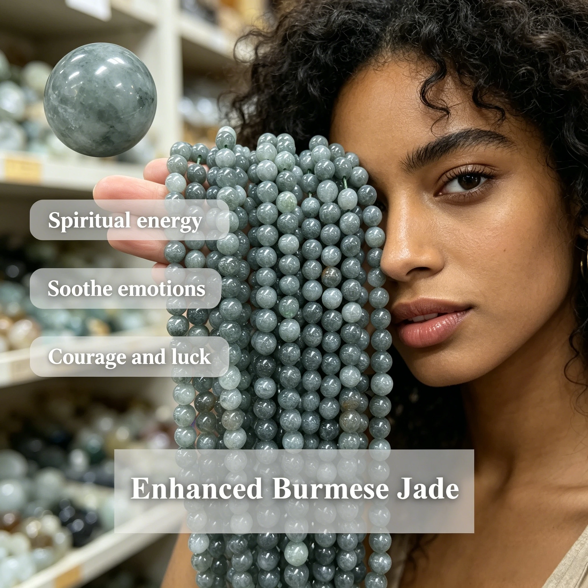 Natural Enhanced Burmese Jadeite Bead 6 8 10mm Grade A Loose Natural Stone Bead Making Bracelet Necklace DIY Jewelry Accessories