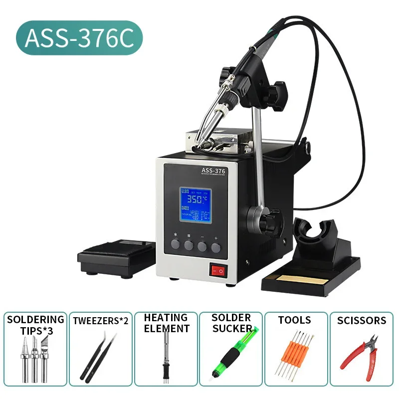 ASS-376C Foot-Operated Automatic Soldering Machine, Solder Feeder, LCD Digital Display, BGA Rework Soldering Workstation