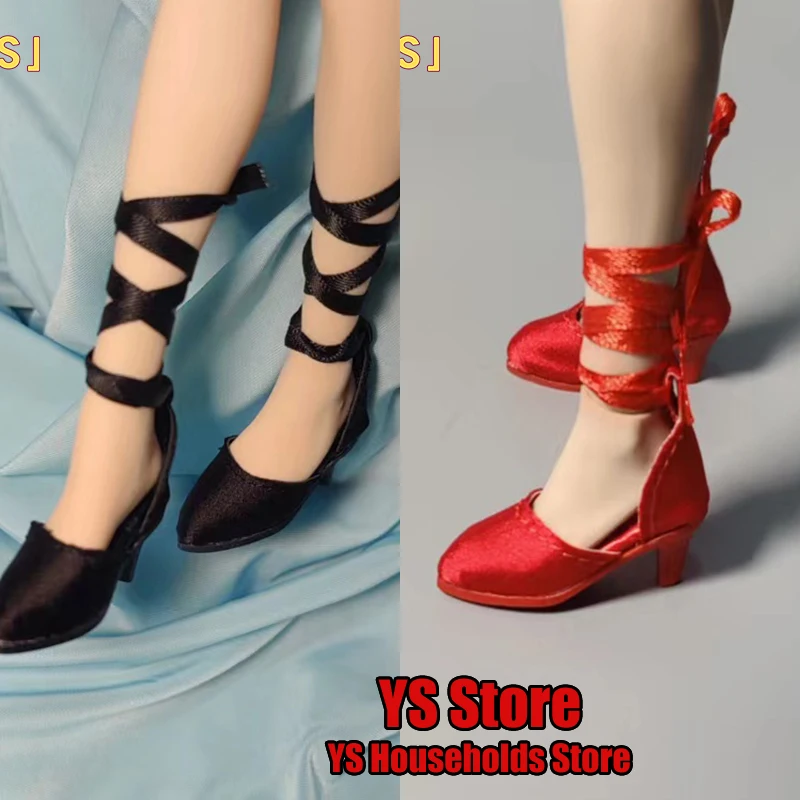 

1/6 Female Soldier Black Red Strap Heels Simplicity Fashion Summer Shoes Accessory Toys For 12" Figurine Body Decoration