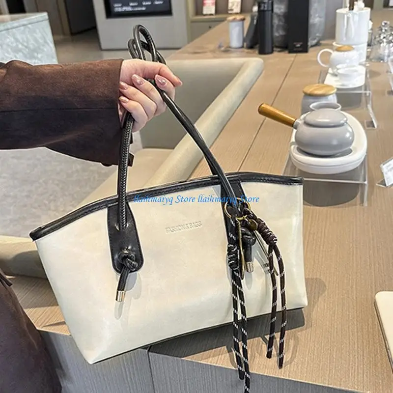 

573B Trendy Retro Inspired PU Handbag Spacious Compartment Practical Wear Resistant