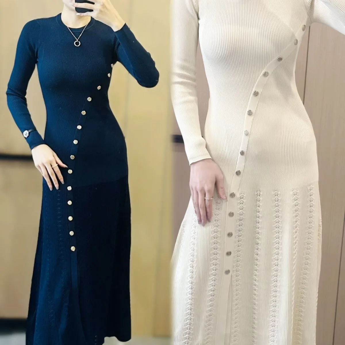 Abiti da donna Abito maniche Estate Rayon Sheer Pearl Audace Argento Orlo impilato Split Dettagliato Nodo Scavato Irregolare Ulzzang