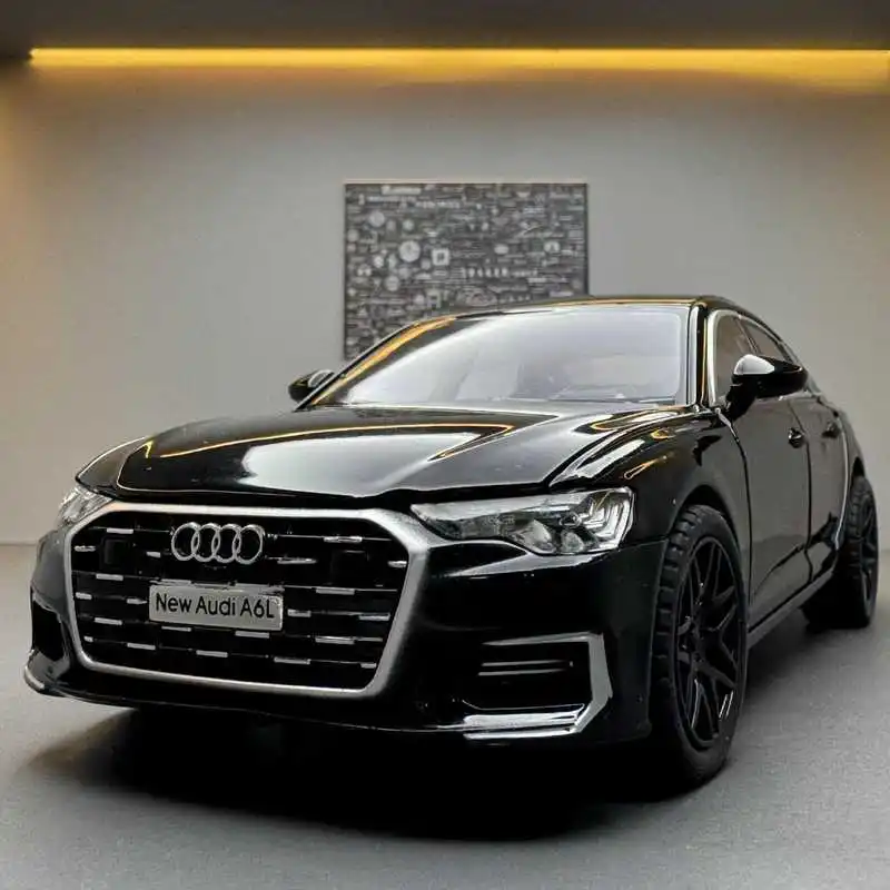 Audi A6 Diecasts e Veículos de Brinquedo Infantil, Modelo de Carro Metal, Coleção Som e Leve, Liga 1:24, Novo
