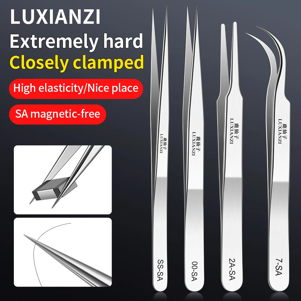 LUXIANZI Precision Anti-Static Tweezers Durable Stainless Steel For Electronic Repair and Process Modeling ESD Forceps Tools