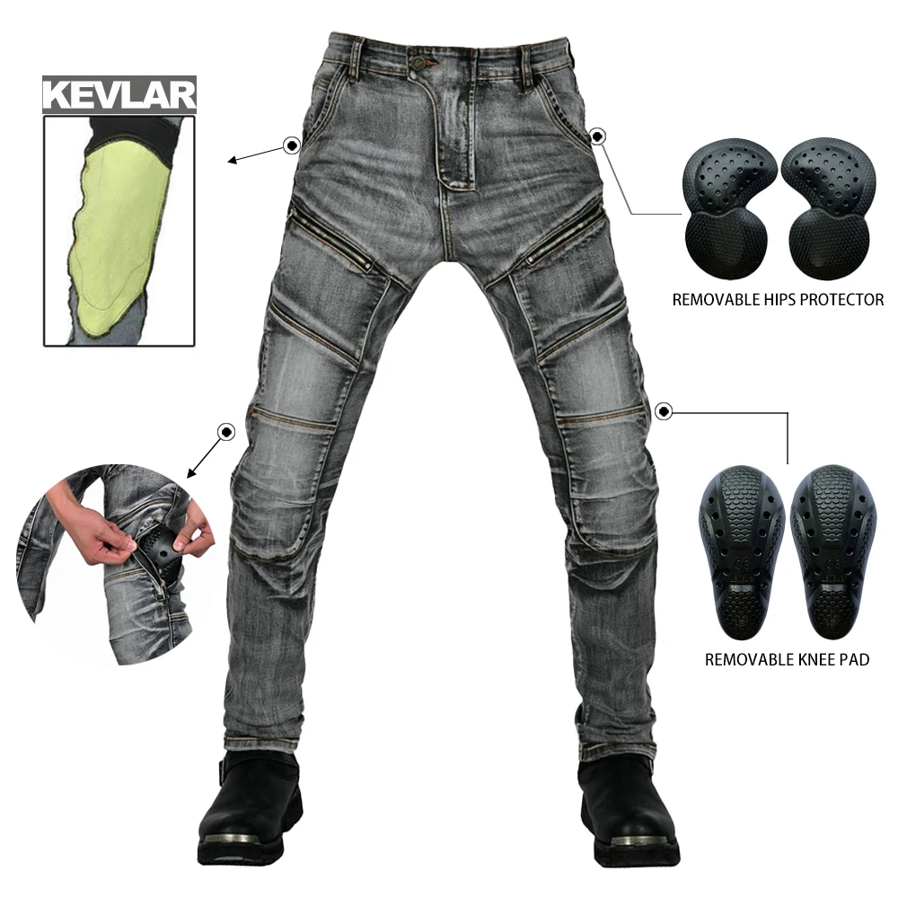 New Motocross Jeans Larger Area Aramid Motorcycle Jeans Protective Gear Riding Touring Motorbike Trousers Blue Motorcycle Pants