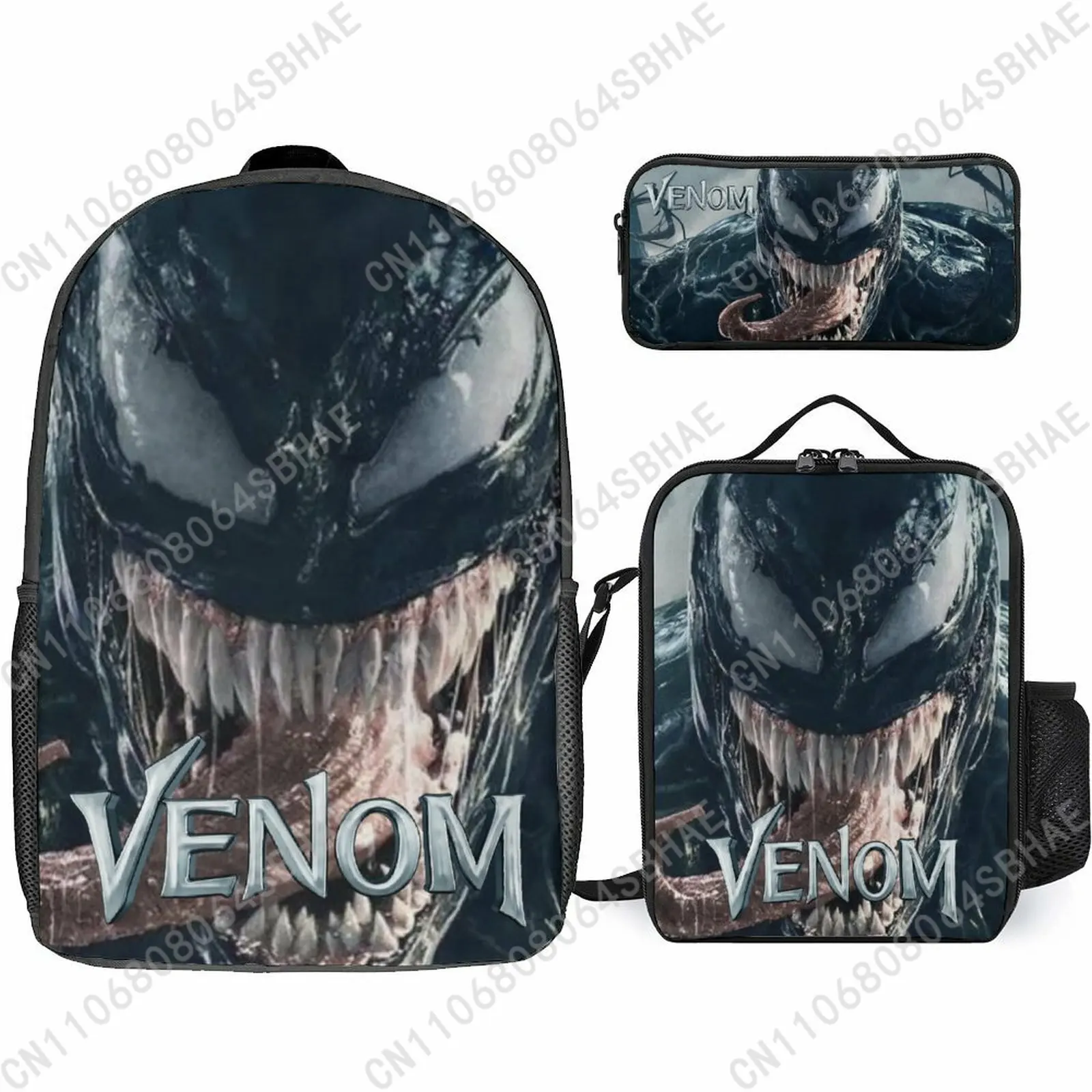 

Marvel Venom School Backpack For Teen Middle High School Students 3Pcs Bookbag Lunch Tote Bag Pencil Pouch Cosplay