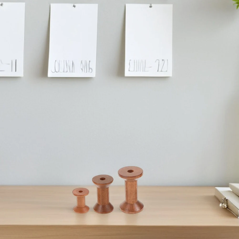 

6pcs Vintage Wooden Spool Sewing Thread Holder Durable Handmade Craft Storage Empty Bobbin Yarn Knitting Embroidery Organizers