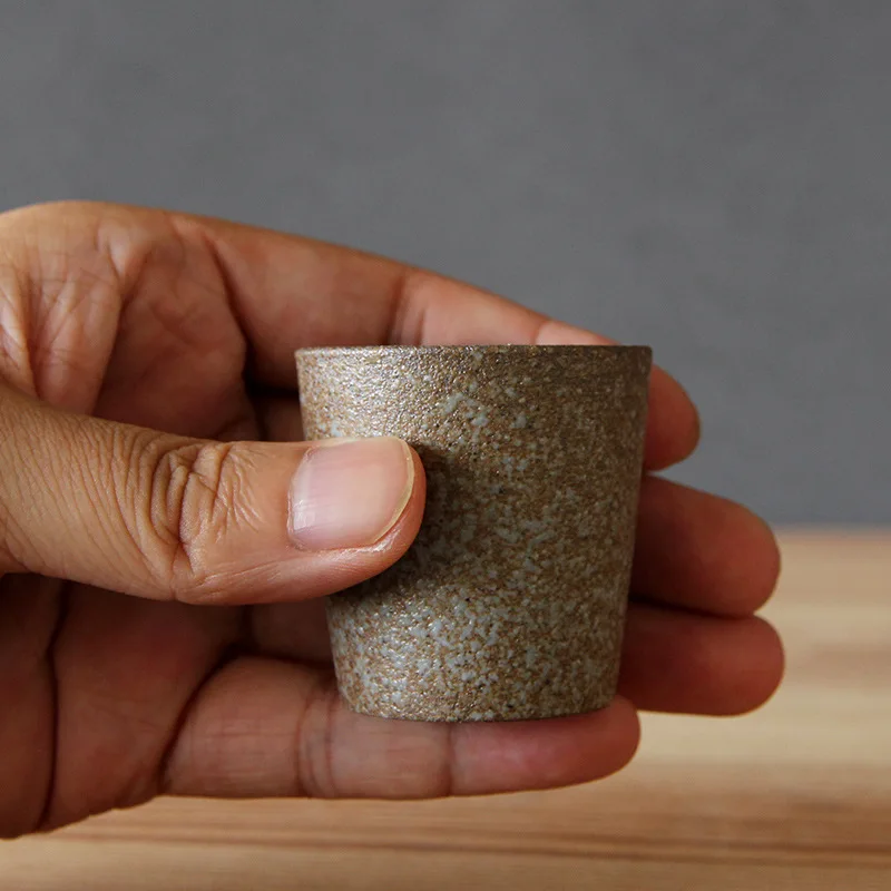 Four à poterie grossière transformé en tasses à thé, Imitation bois, poterie à feu, tasse de Style japonais, accessoires pour service à thé, 1 pièce