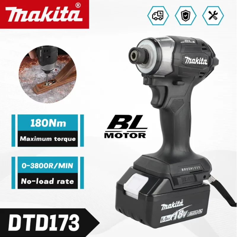 

Новый бесщеточный ударный шуруповерт Makita DTD173 18В, литий-ионный, аккумуляторный, многофункциональный электрический инструмент 2026 года