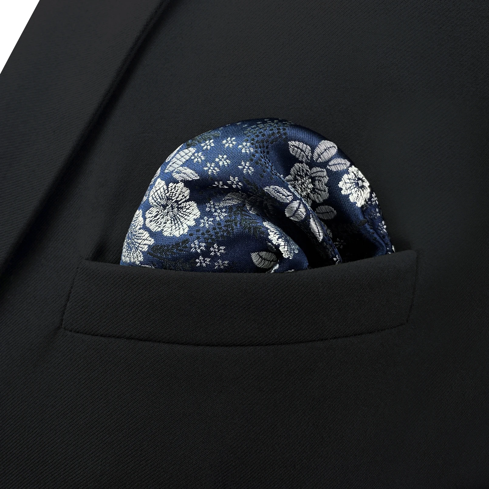 Navy Blue Mens Pocket Square Paisley Solid Dots งานแต่งงานผ้าเช็ดหน้า Party Hanky แฟชั่นคลาสสิก