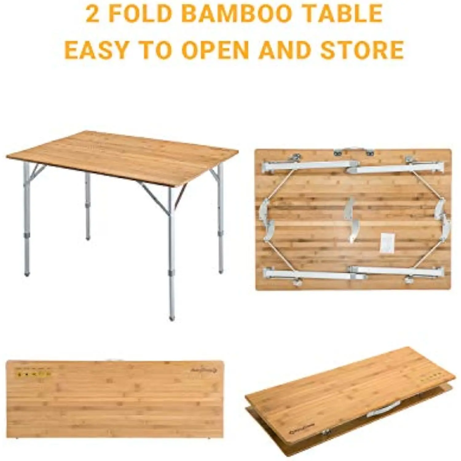 KC3928_Table de acampamento de bambu amarelo, tamanho único