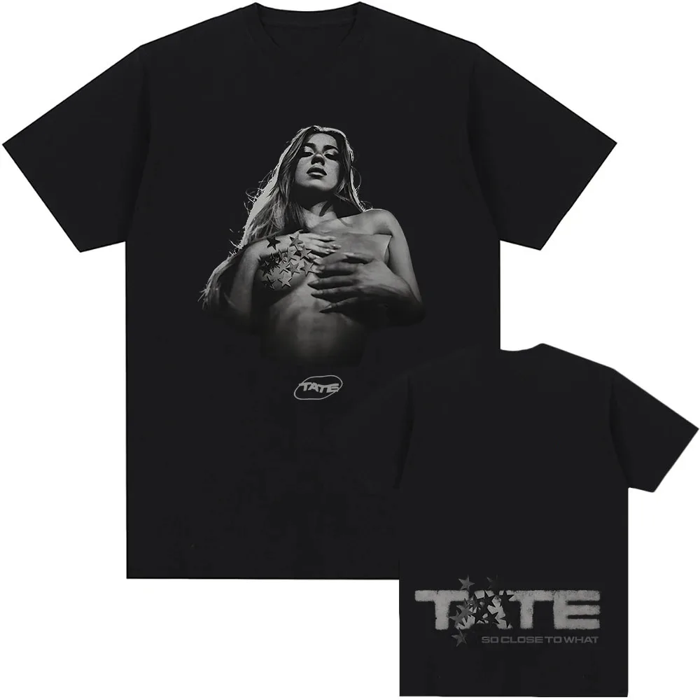 Camiseta Tate McRae So Close To What, camisetas con estampado de nuevo álbum de 2025, camisetas de algodón, ropa de verano con cuello redondo para hombre