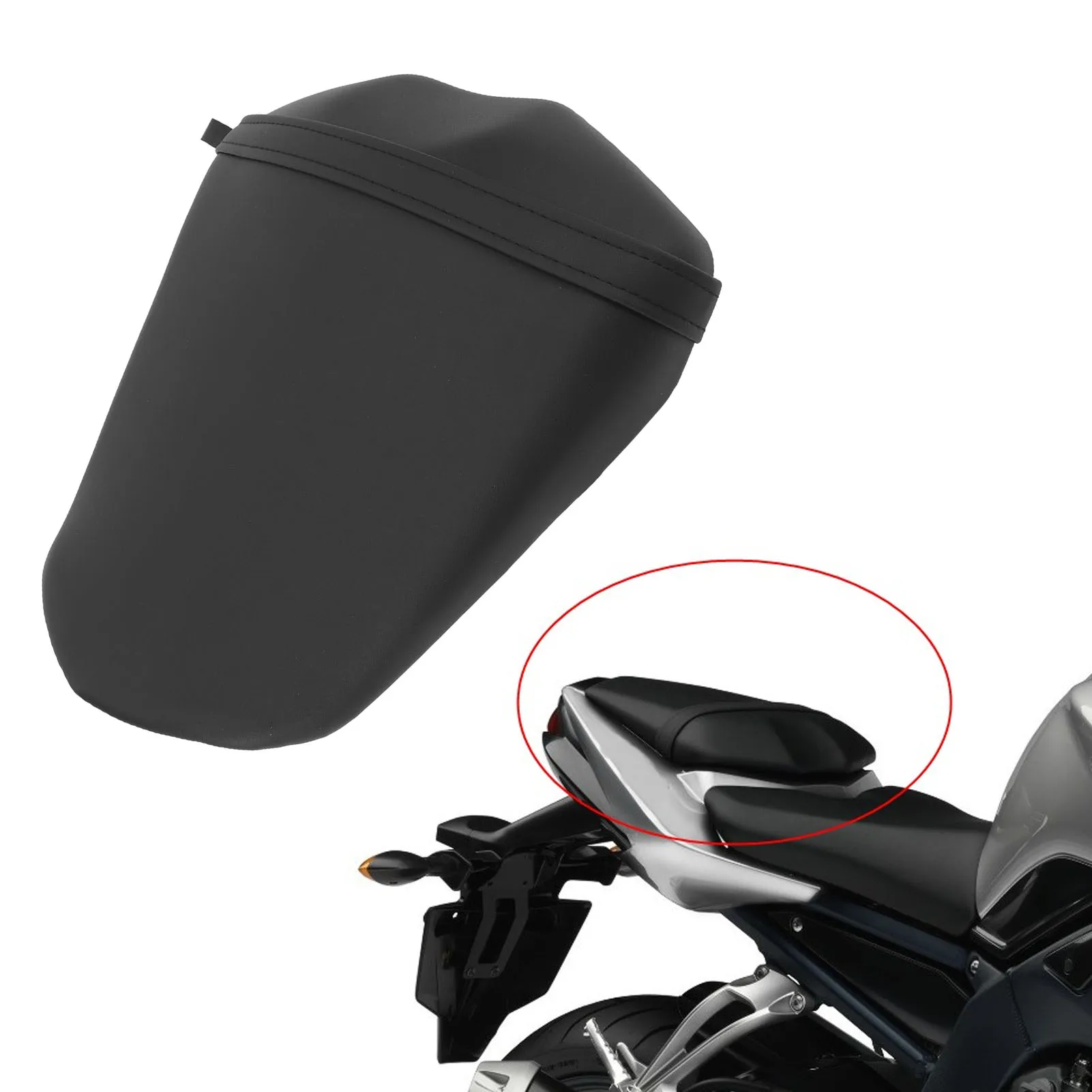 

Motorcycles Rear Passenger Pillion Seat Black PU Leather Comfortable Support Cushion Pad