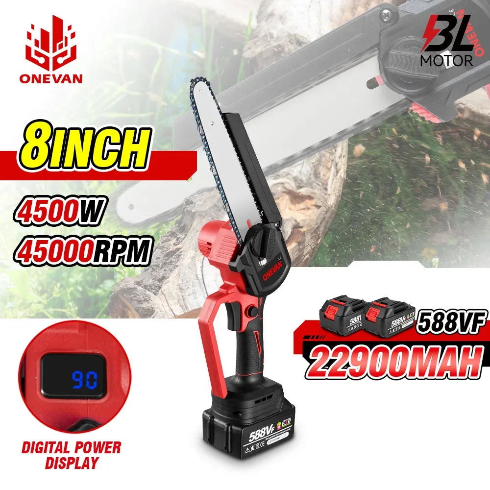 

8Inch Brushless Electric Saw Cordless Oil Electric Chain Saw With Digital Display Woodworking Power Tool For Makita 18V Battery