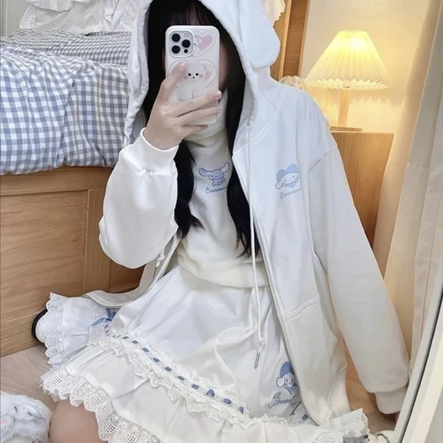 Melody Kuromi Split Hoodie Kuromi Melody Sweatshirt Melody Hoodie Ears Cute Loose Aliexpress