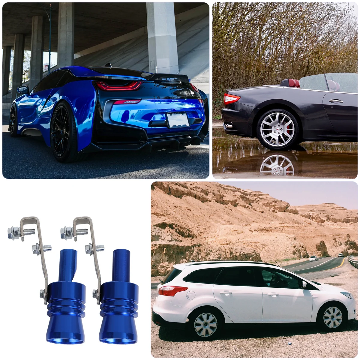 

2Pcs Car Tuning Turbine Whistle Exhaust Pipe Sounder for Loud Roar Effect -on Installation Fits Most Vehicles Blue Xl