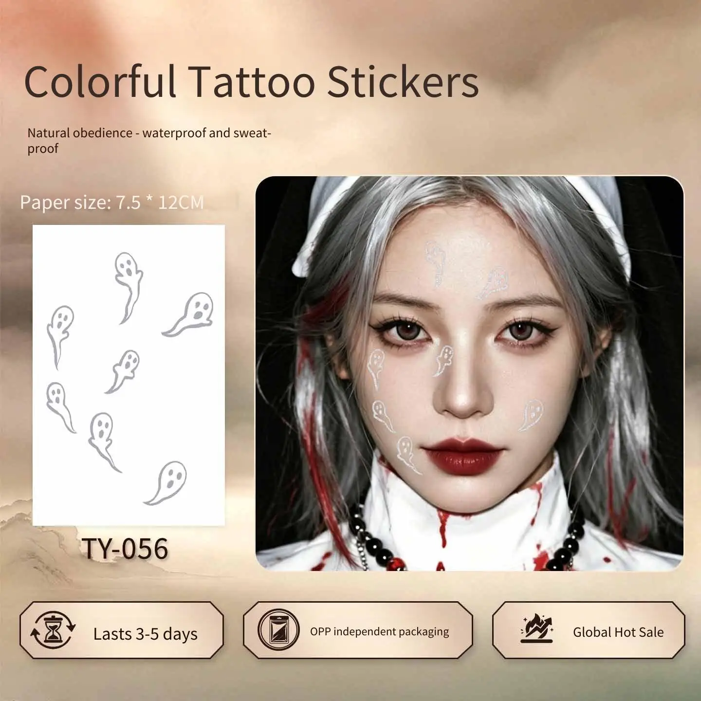 1 Sheet Per Pack Temporary Tattoo Sticker Waterproof Long Lasting Face for Women