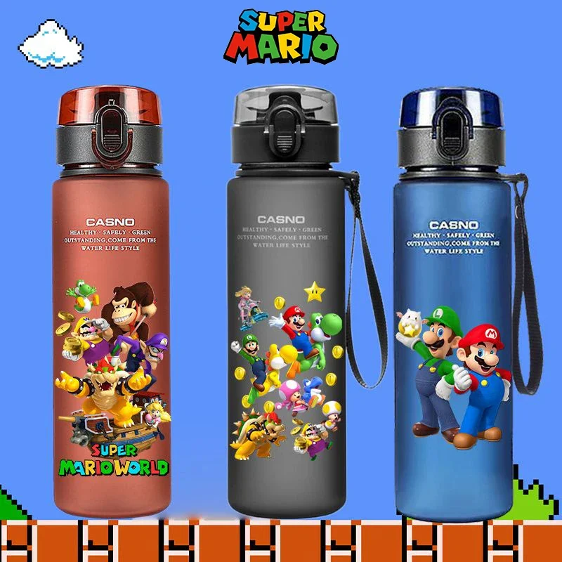 560ML Super Mario Sport Water Bottle Anime Leakproof Drinking Bottles Outdoor Children Large Capacity Kettle Drinking Water Cup