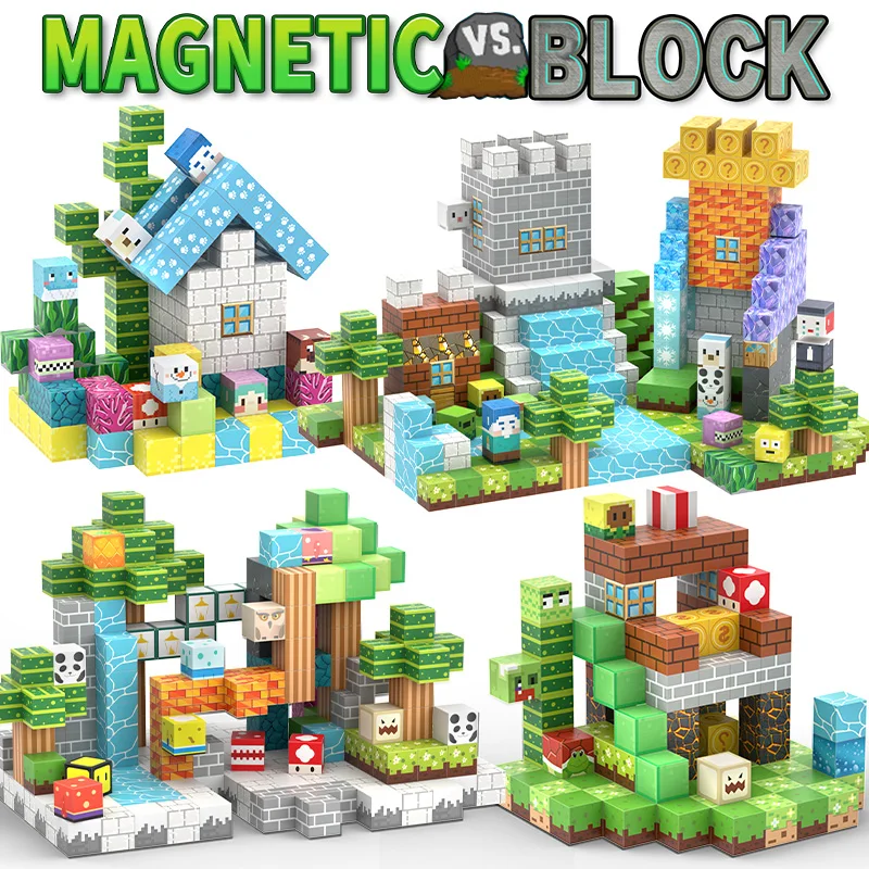 104PCS Magnetic Blocks Build Mine Magnet World Frozen Princess Castle for Toddlers Ages 3+ Birthday Gifts Christmas  Decoration