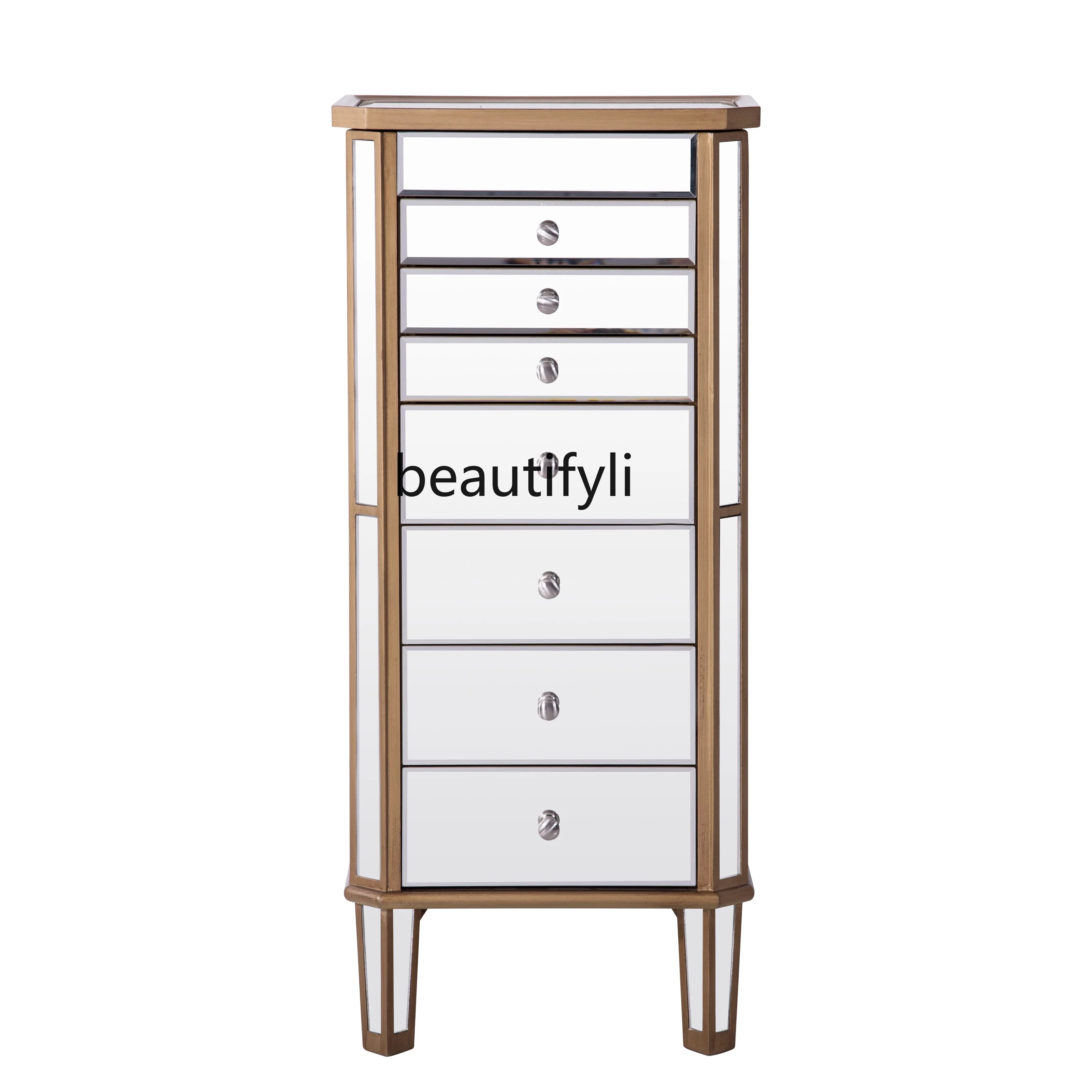 French Mirror Jewelry Cabinet Bedroom 7-Drawer Cabinet Multi-Function Drawer Storage Cabinet Cosmetic Cabinet Jewelry Cabinet