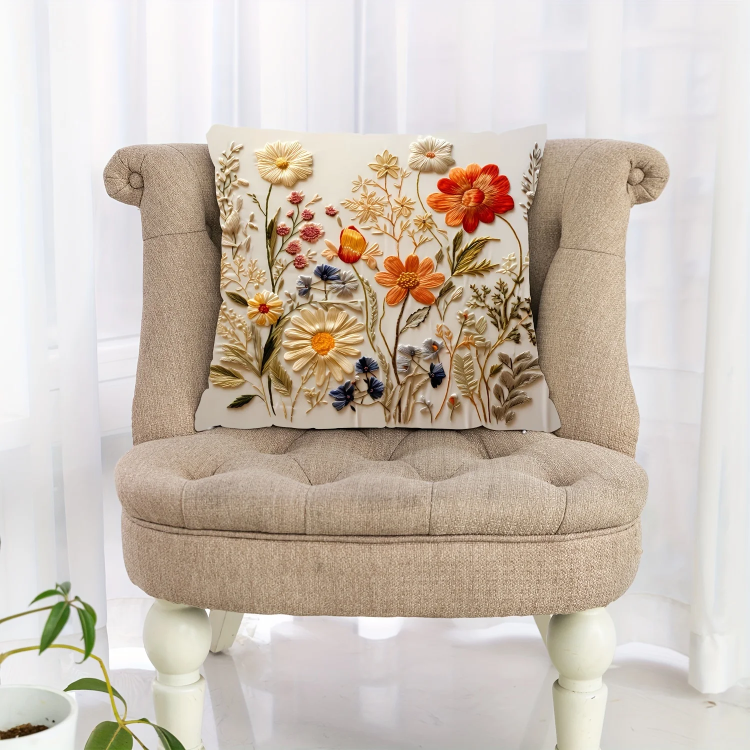 1 Stück Blumen-Kissenbezug – 2D-gedruckter weicher Kissenbezug für Schlafzimmer, Sofa, weich und bequem, moderne Heimdekoration
