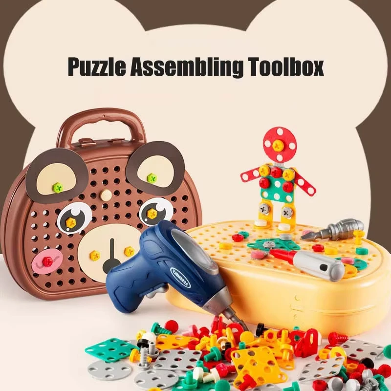 

Pretend Play Educational Assembling Toolbox Toy Electric Screwdriver Screwing Repair 4-6 year Montessori Kids Repair Toolbox Toy