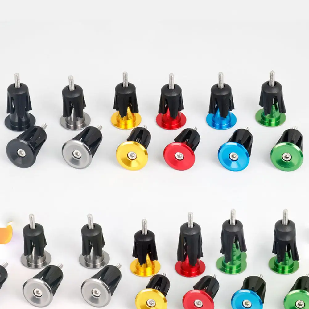 2Pair Sturdy Aluminum Alloy Handlebar End Caps Tightening Screw Design Expandable Plastic Insert Bike Handlebar -on Plug