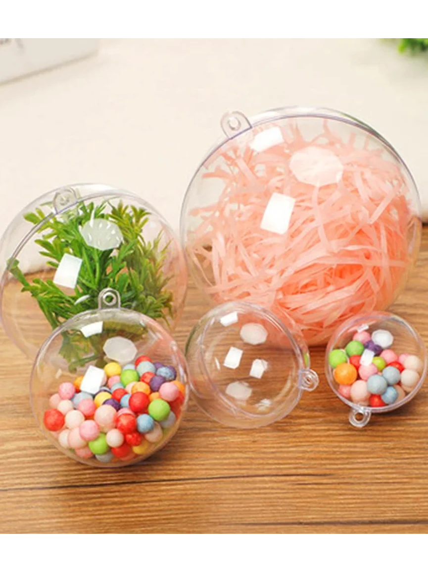 Christmas Clear Baubles Transparent Craft Fillable Ball Plastic Home Decor Wedding Garden Tree Hanging Party Gift Box Decoration