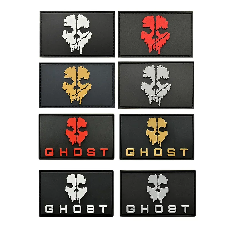 CallofDuty 3D PVC Noctilucence Tactical Sticker Ghost Mask Hook&Loop Patches on Clothes Morale Badge for Backpack Supplies