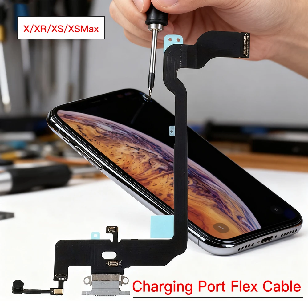 USB Charger Port Flex Cable  For iPhone X XR XS Max Dock Charging With Microphone Module Replacement Parts