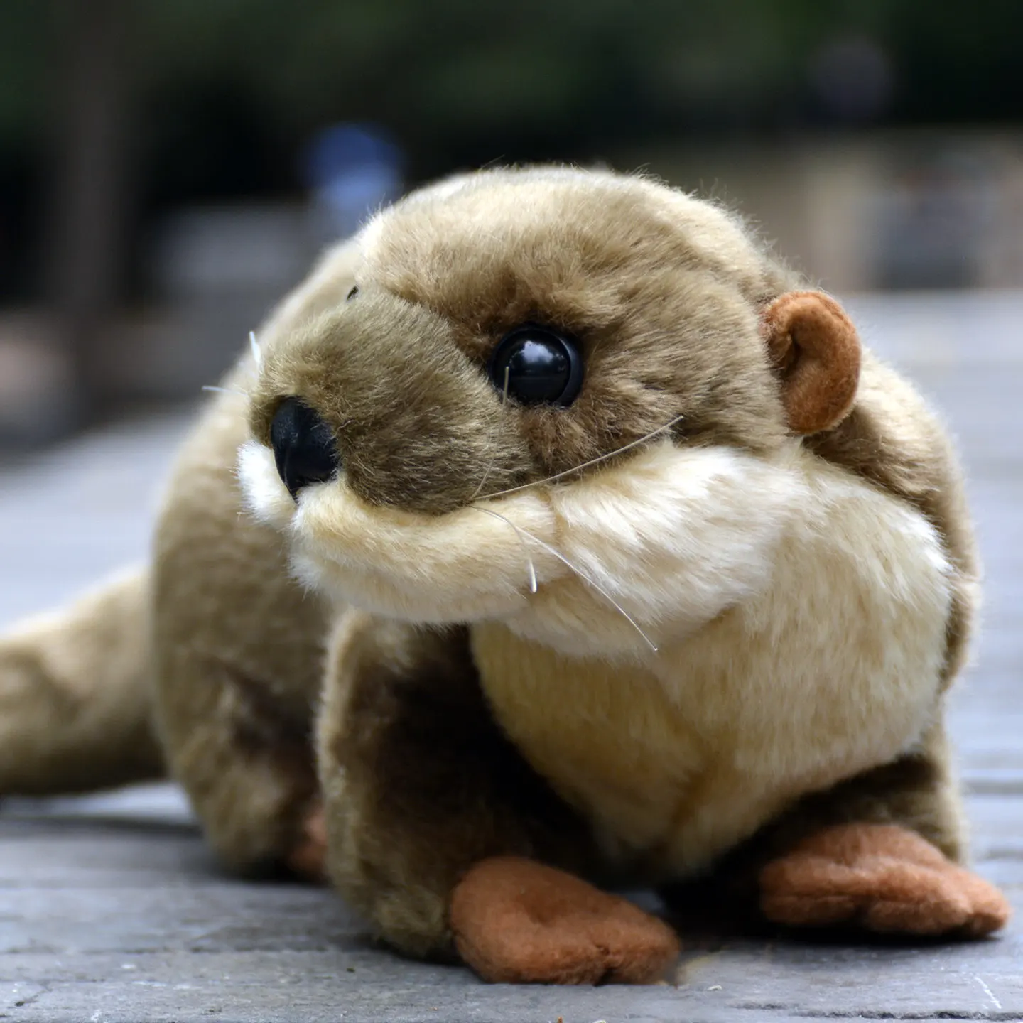 40x13cm-フェイクファー-カワウソ-ぬいぐるみ-かわいい寝そべりポーズ-カワウソぬいぐるみ枕-ppコットン-友達の誕生日プレゼント