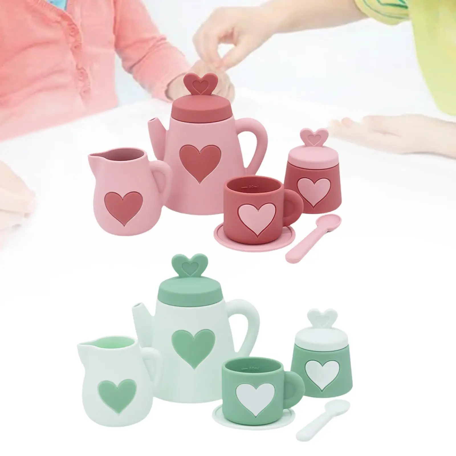 Juego de fiesta de té para niños, vajilla de cocina, juguetes con tetera, tazas de té, cucharas y platillo, juguete educativo Montessori para regalo