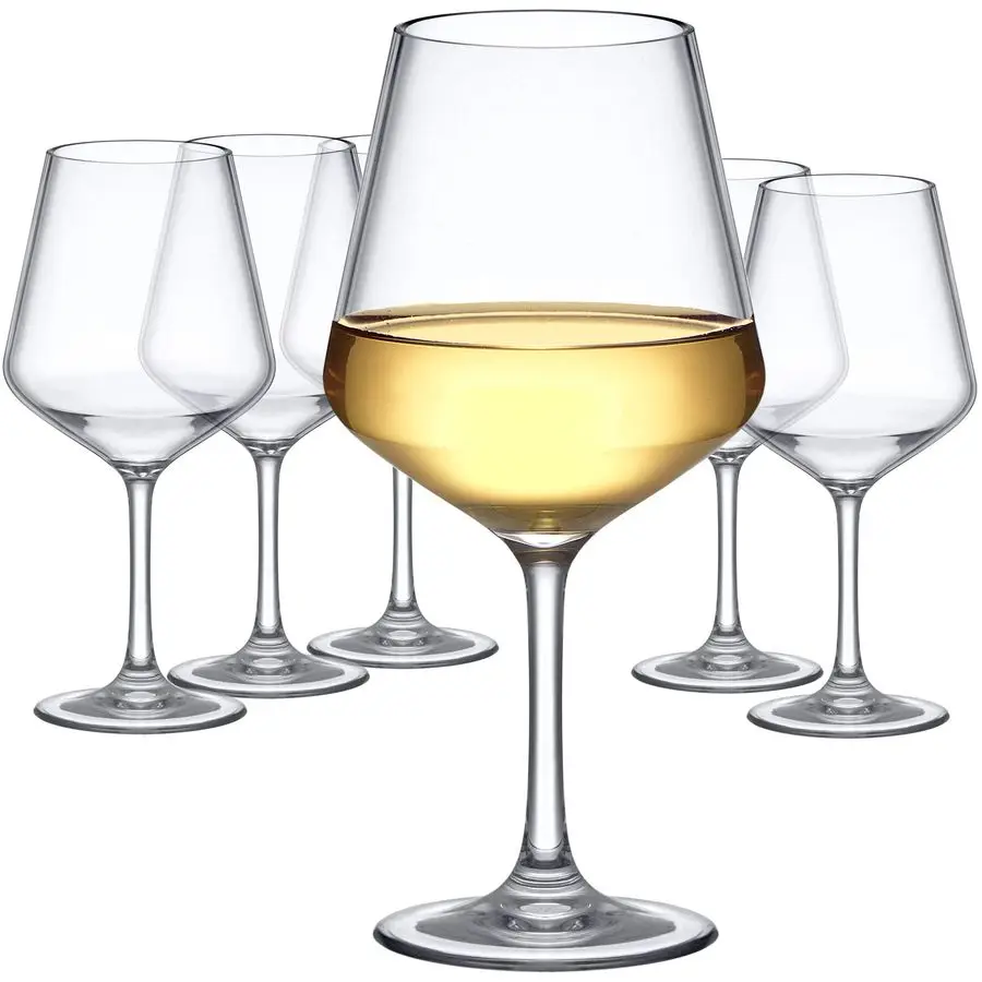 

Набор из 6 небьющихся пластиковых бокалов для вина Sasha, 14 унций, из тритана, многоразовые, без BPA, можно мыть в посудомоечной машине, идеально подходят для вечеринок