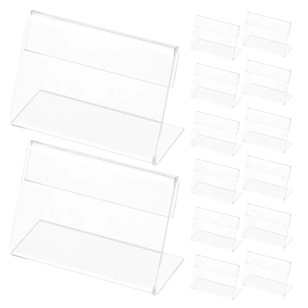 30 pcs Acrylic Table Sign Holder L-Shaped Clear Stand For Business Office Retail Food Label Name Card Desk Organizer Sign Rack