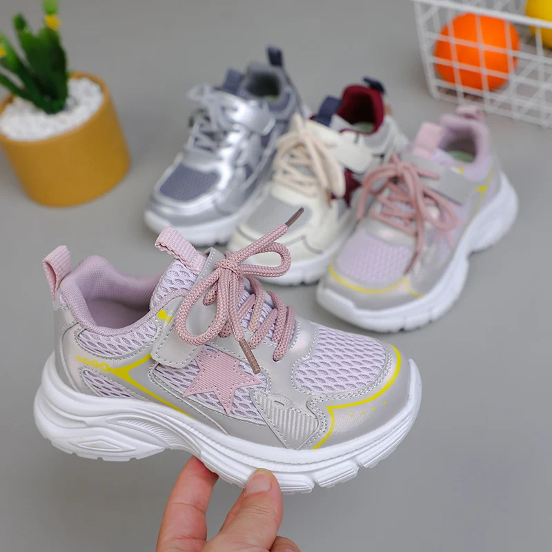 

Kids Sneakers Girls School Casual Shoes Outdoor Breathable Boys Running Shoes Light Soft Tennis Pink Non-slip Children Shoes