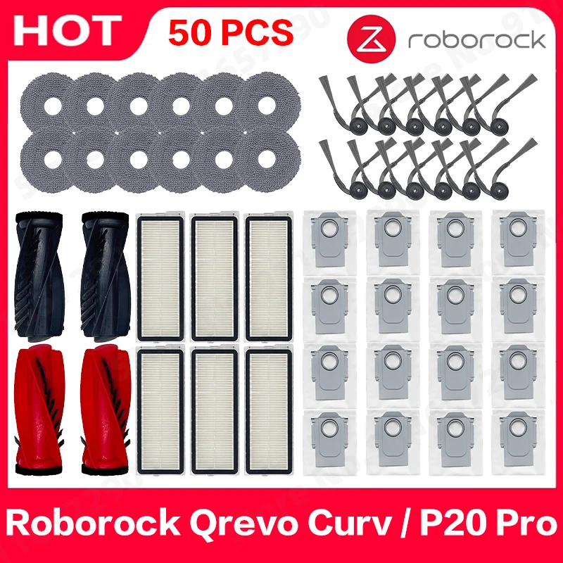 Roborock Qrevo Curv / P20 Pro Robot Vacuum Cleaner Hepa Filter Mop Cloth Dust Bag Accessories Replacement Parts