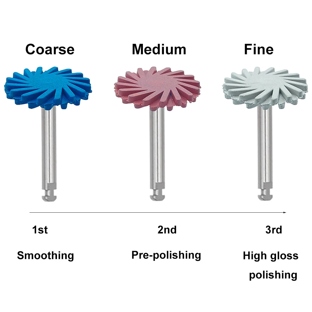 TOMENTY 10/30/50Pcs Dental RA Rubber Diamond Resin Polishing 3 Colors Spiral Flex Brush Dentistry Instrument Materials