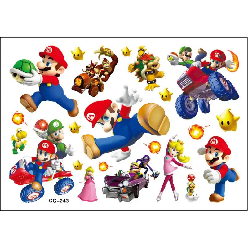 2024 New Super Mario Temporary Tattoo Stickers Cute Decorations Toys Birthday Waterproof Tattoo  For Children Gifts