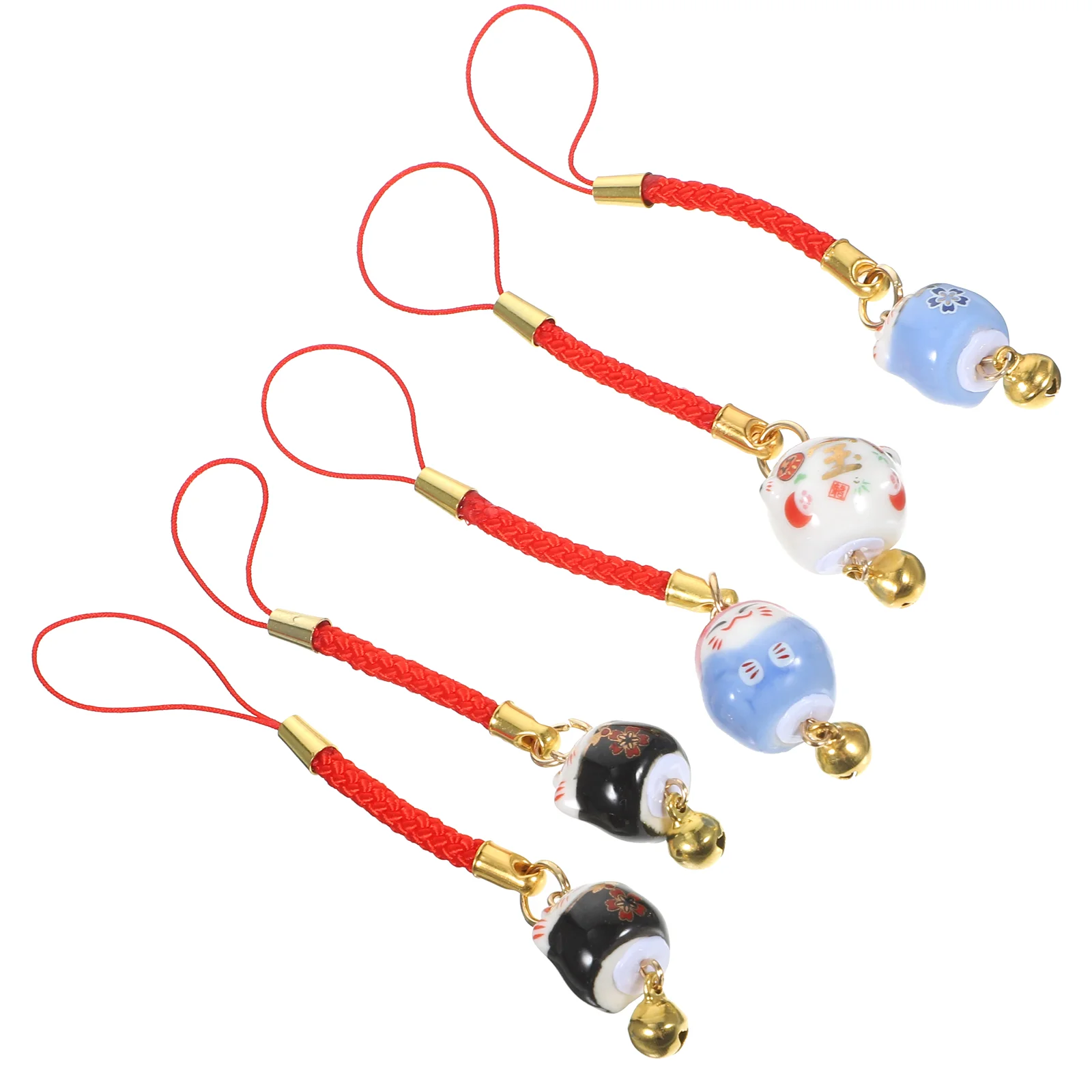 5 Pcs Lucky Cat Ornament Decorative Pendant Lanyards for Keys Bell Phone Fortune Hanging Manual Copper Chic Smartphone