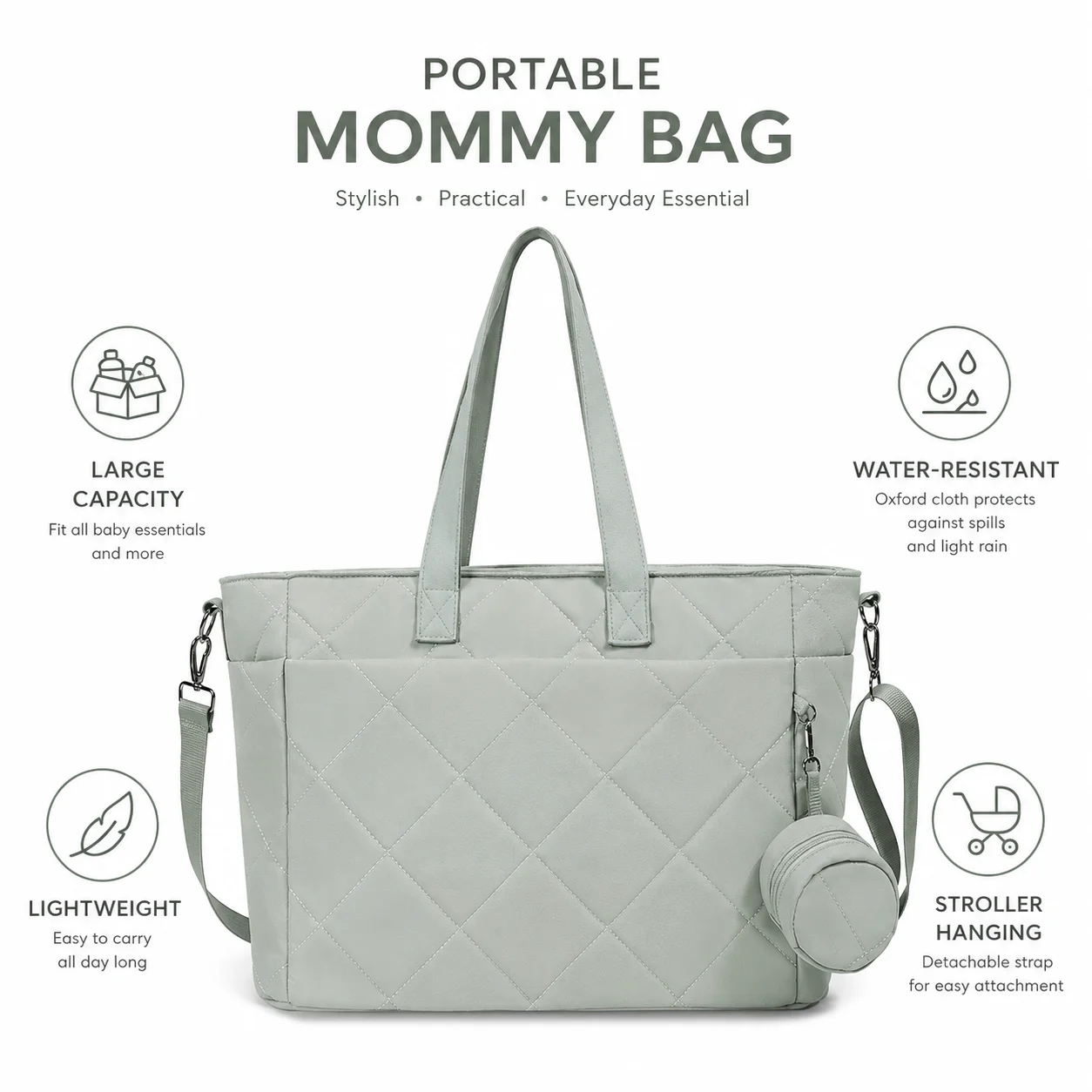 Large Capacity Portable Mommy Bag Baby Care Backpack Multifunction Diaper Bag Lightweight Travel Storage Mother Shoulder Pack