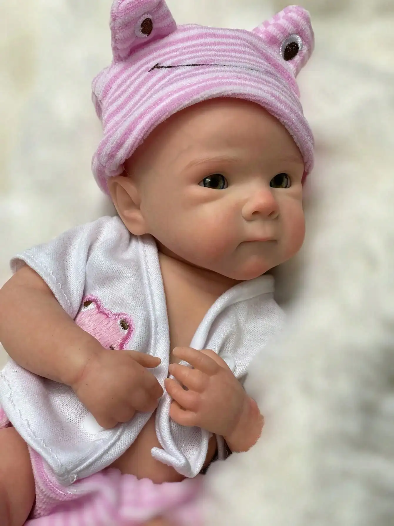 Saskia 13 polegadas pode abrir boca boneca reborn adorável bettie bebê menina corpo inteiro macio sólido silicone recém-nascido boneca realista