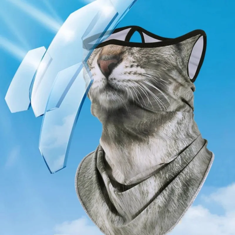 Summer New Full Face and Neck Protection Sun Protection Mask 3D Summer Animal Cat Ear Hanging Sun Protection