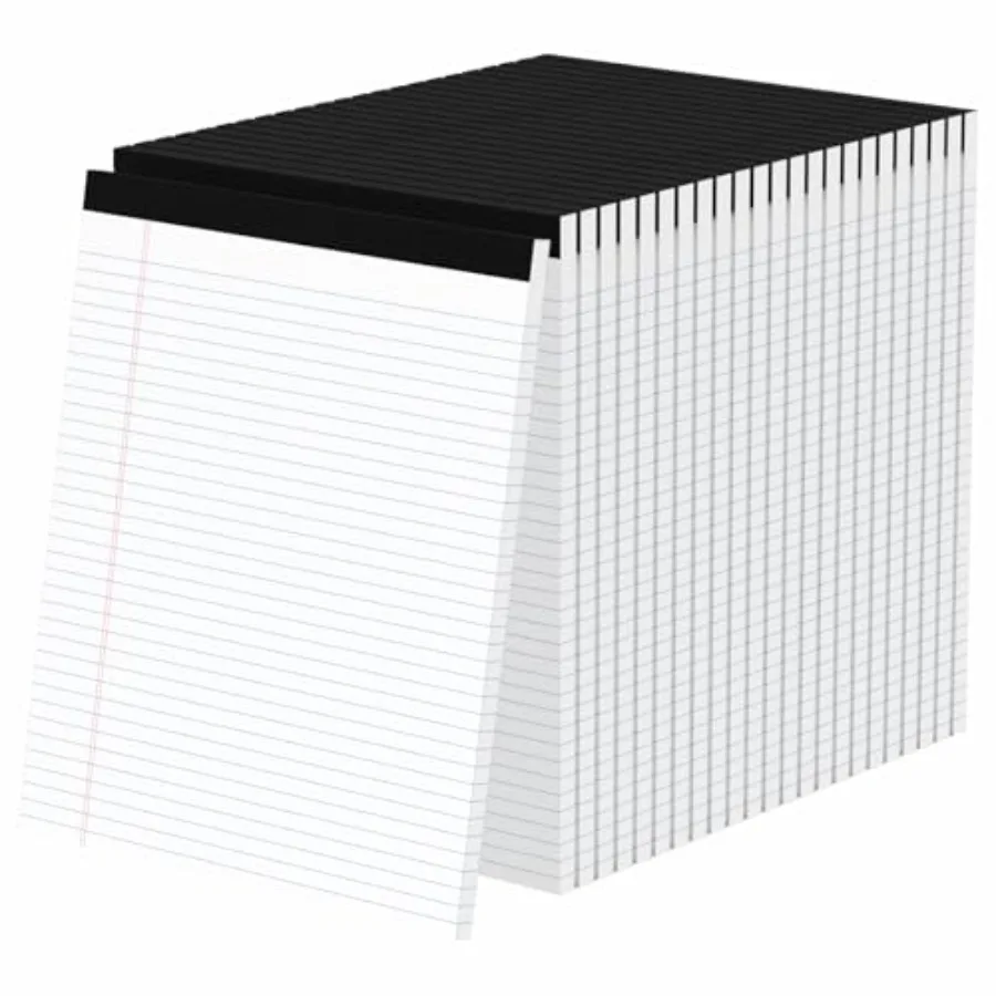 

Набор из 24 блоков для записей формата 8,5 x 11 дюймов, широкие линованные тетради, 50 листов/блок, перфорированные страницы, 1200 листов винилобумаги для школы и офиса