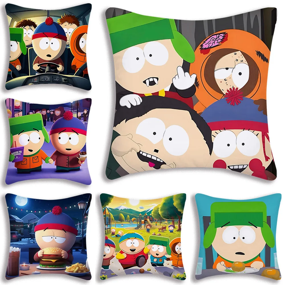 Pillow Covers Anime P-Parks Souths Cartoon Sofa Decorative Home Double-sided Printing Short Plush Cute Cushion Cover