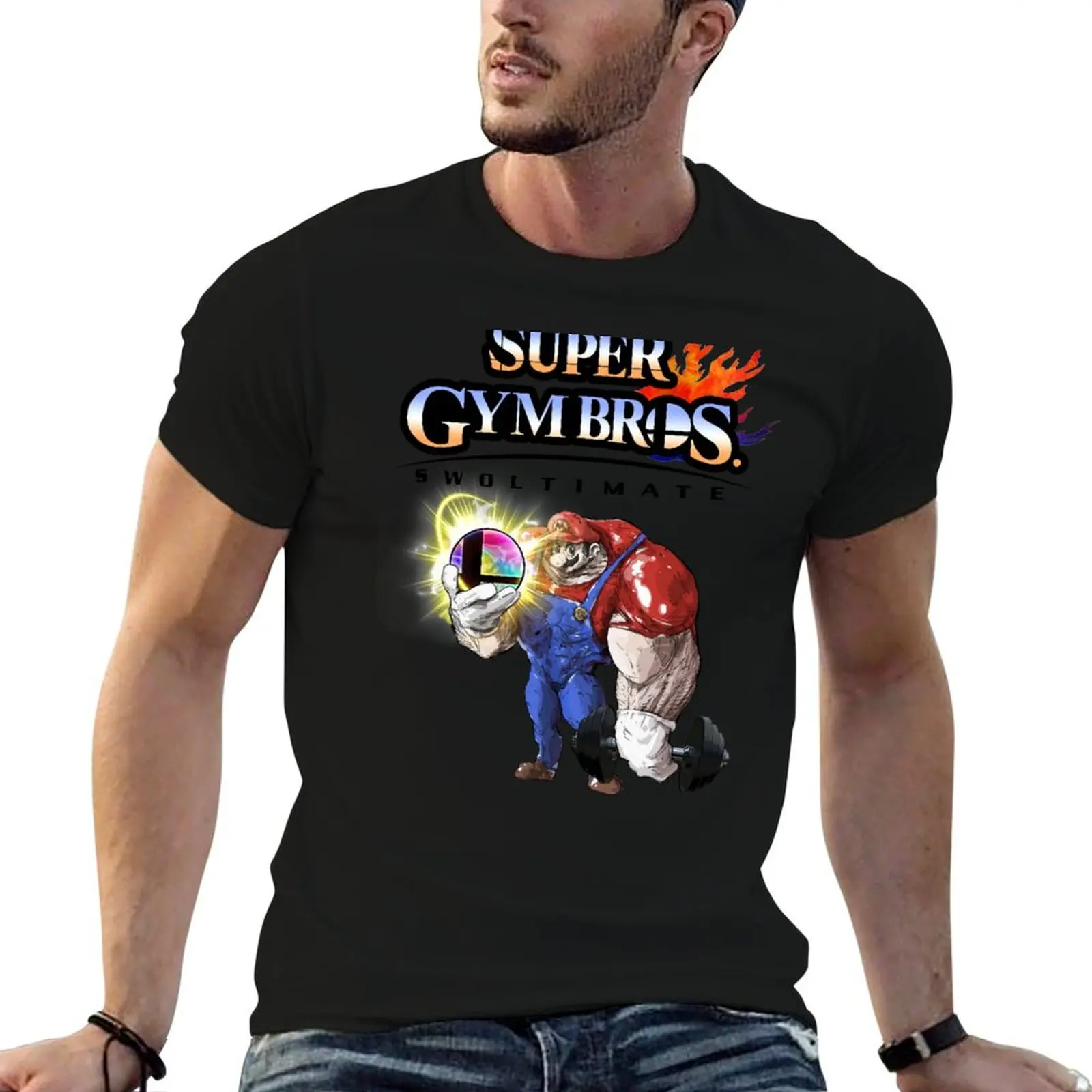 

футболка для мужчин Super SWOLTIMATE Bros: хлопковая футболка для спортзала, винтажные рубашки из 100% с рисунком