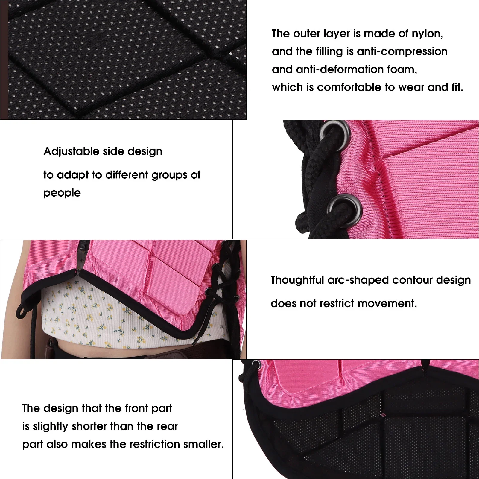 سترة الفروسية للأطفال مبطنة بالفوم، معدات حماية لركوب الخيل، واقي جسم ركوب الخيل الوردي للأطفال #4