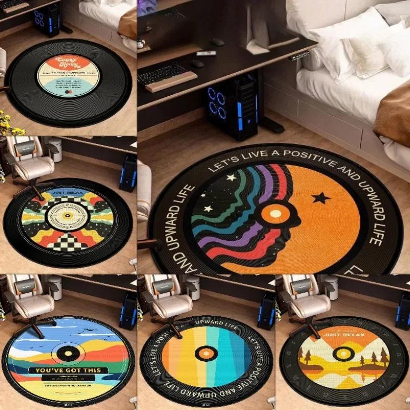 Circular Floor Mat Record Computer Chair Floor Mat Hanging Basket Carpet Living Room Coffee Table Mat Anti Slip Foot Mat Bedside