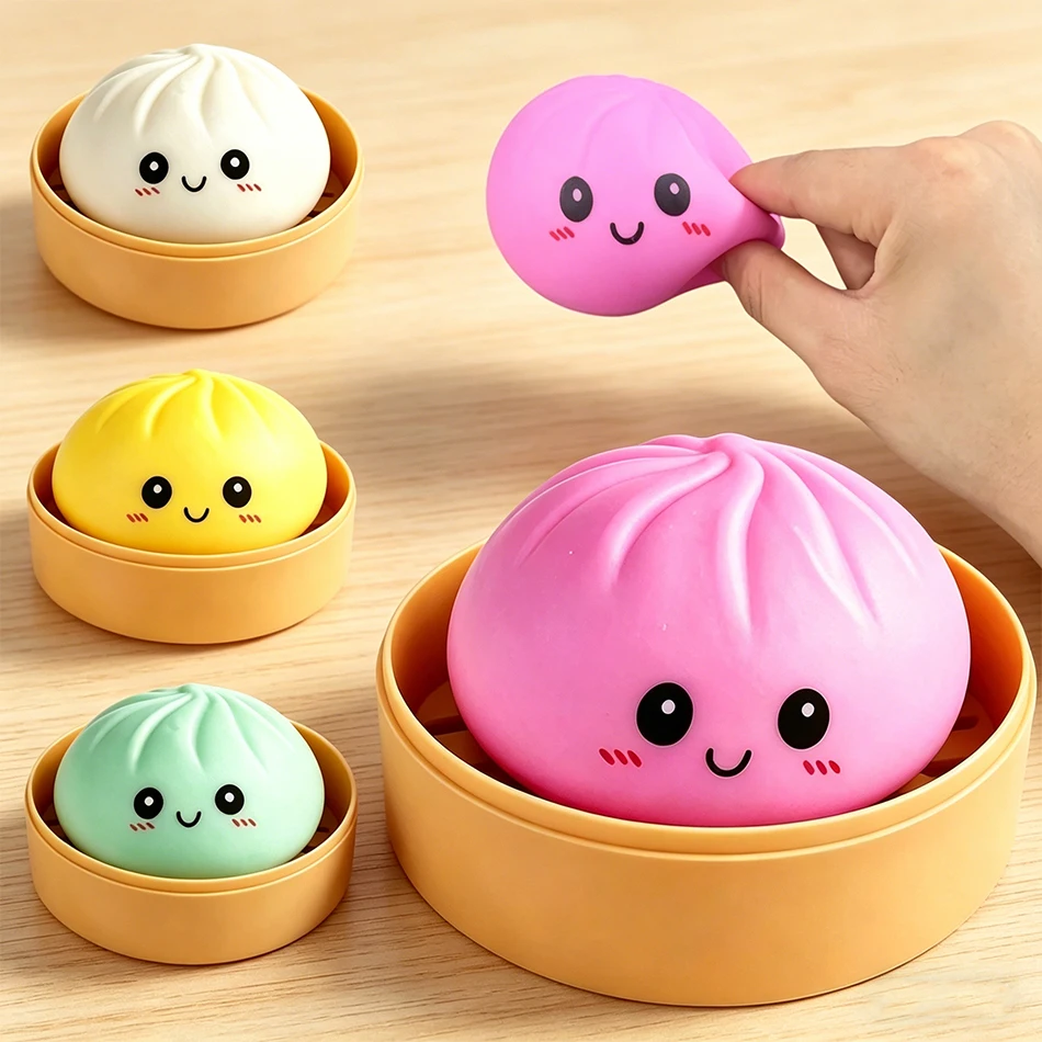 Realistic Giant Dumpling Squishy Toy with Steamer, Soft Dough Ball, Stress-Relief Fidget Toy, Funny Creative Gift,High Quality